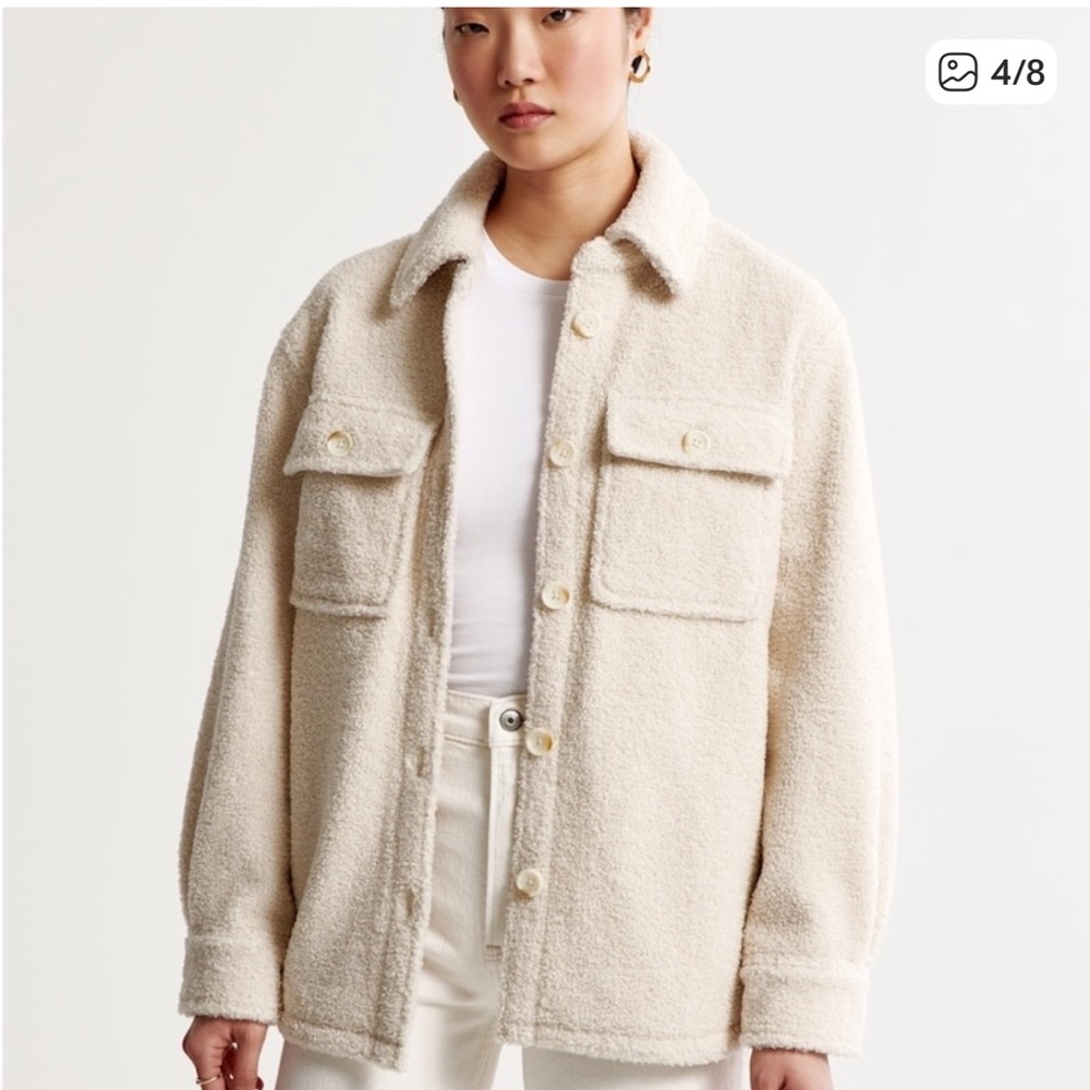 NEW Abercrombie Women's Cream Sherpa shacket